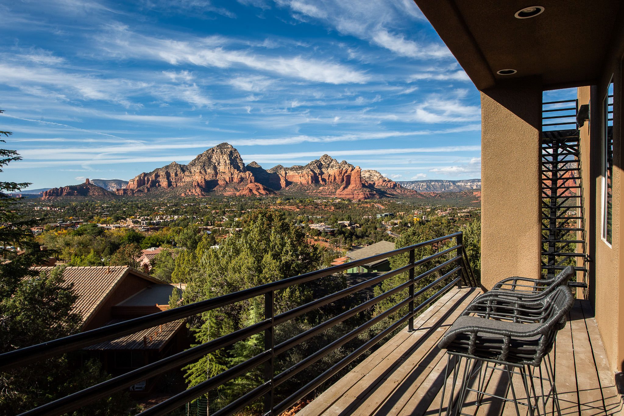 Bright and airy Sedona vacation rental red rock patio by Andrew Holman
