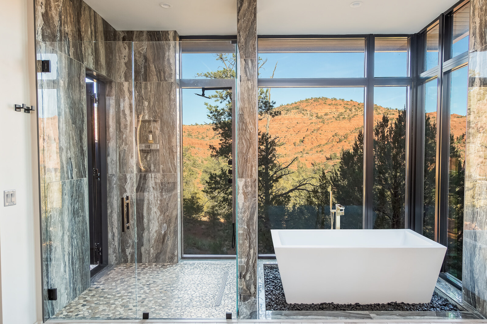 Professional real estate photo of master bathroom in Sedona