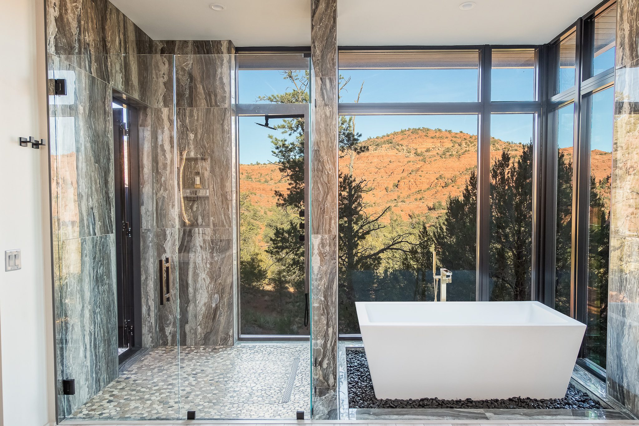 Professional real estate photo of master bathroom in Sedona