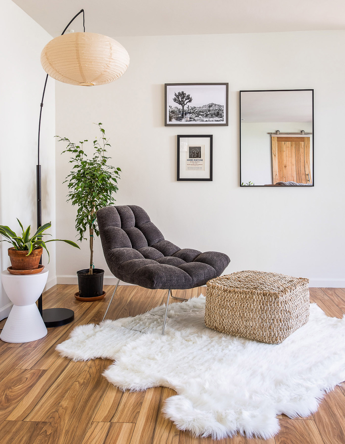 Professional interior photo of modern Sedona Airbnb living room